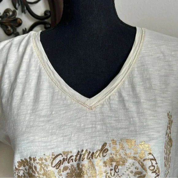 Soft Surroundings Women’s Gold Elephant Burnout V-Neck Tee Small Cap Sleeves S - Picture 15 of 15
